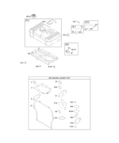 Fuel Tank Group, Kits/Gasket Sets-Engine Diagram and Parts List for 133402-0113-XX  Briggs and Stratton Engine
